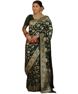 Indian Pakistani Cotton <b>Saree</b> for Party Elegant with Hand Drawn Design - Product Image 2