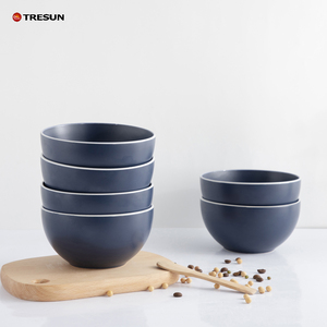 ชามเซรามิกสำหรับอาหารค่ำขนาด5.5นิ้วชามเซรามิกที่คว่ำจานเหมาะสำหรับใส่สลัดข้าวสีฟ้าเข้ม - Product Image 2