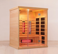 Sauna infrarouge lointain en bois moderne avec panneau de commande informatisé et chauffage pour les pieds pour villa