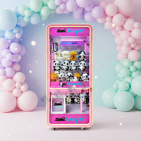 Nouvelle conception de machine d'arcade de luxe en métal à coins arrondis, entièrement transparente, à monnayeur, jeu coloré personnalisable en anglais
