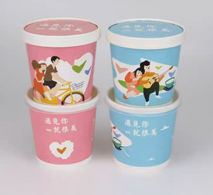 Pot à granola en papier jetable tasse à soupe à dessert conteneur alimentaire kraft à <span class=keywords><strong>emporter</strong></span> bol en papier à soupe chaude avec couvercle logo imprimé personnalisé - Product Image 1