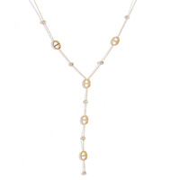Collier Lariat en Acier Inoxydable Plaqué Or 18K avec Maillons Mariniers et Zircons Cubiques pour Femme, Chaîne Délicate, Vente en Gros OEM