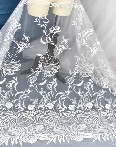 Europäischen stil stickerei spitze stoff zubehör hochzeit kleid dekoration