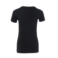 Chemise à manches courtes à col en V noir pour femmes en laine mérinos résistante aux odeurs pour les randonnées et les promenades sur la plage