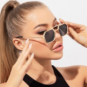 Custom Newest Wholesale Vintage Design Lady Square Polygon Frame Women Glasses <b>Sunglasses</b> - Product Image 2