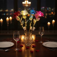 Idées de cadeaux pour la Saint-Valentin et la fête des mères, idées de jouets pour les fêtes et les vacances, fleur en feuille d'or brillante 24 carats, jouet lumineux, jouet fleur