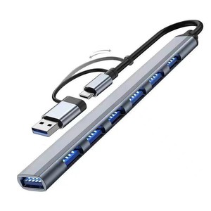 Hub USB 3.0 à 7 ports avec ports USB-C et USB-A |   Hub de données 5 Gbps en matériau ABS pour MacBook, <span class=keywords><strong>PS4</strong></span>, PS5, Surface Pro 7 - En stock - Product Image 1