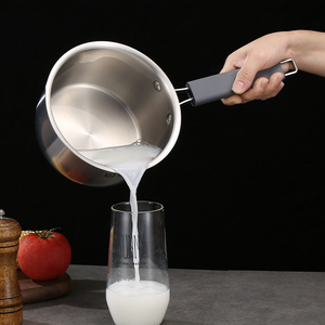 Marmite à soupe et à bouillon en acier inoxydable avec couvercle en verre, compatible induction et gaz, casserole à long manche 16 cm - Product Image 1