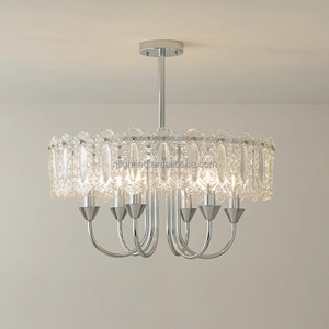 Fransız lüks gümüş doğal kabuk pul oturma odası ve yemek odası Retro Art Deco amerikan tarzı kare avize - Product Image 1