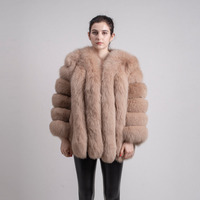 Veste en fourrure courte d'hiver décontractée à col rond et manches longues, garnie de fourrure de renard naturelle YY8128