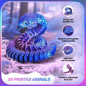 Jinccai - Juego de 9 Juguetes de Animales de Plástico Impresos en 3D (Dragón, Serpiente, Dinosaurio, etc.) Decoración y Regalos para el Hogar/Oficina para Embarazadas, para Mayores de 4 Años - Product Image 2