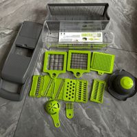 Hachoir à légumes manuel multifonctionnel 4 en 1 à usage facile à utiliser Trancheuse à oignons avec récipient