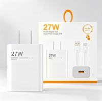 Chargeur mural Redmi 27W pour téléphone portable, charge rapide USB, chargeur de voyage avec câble USB, adaptateur secteur USB 27W à charge rapide