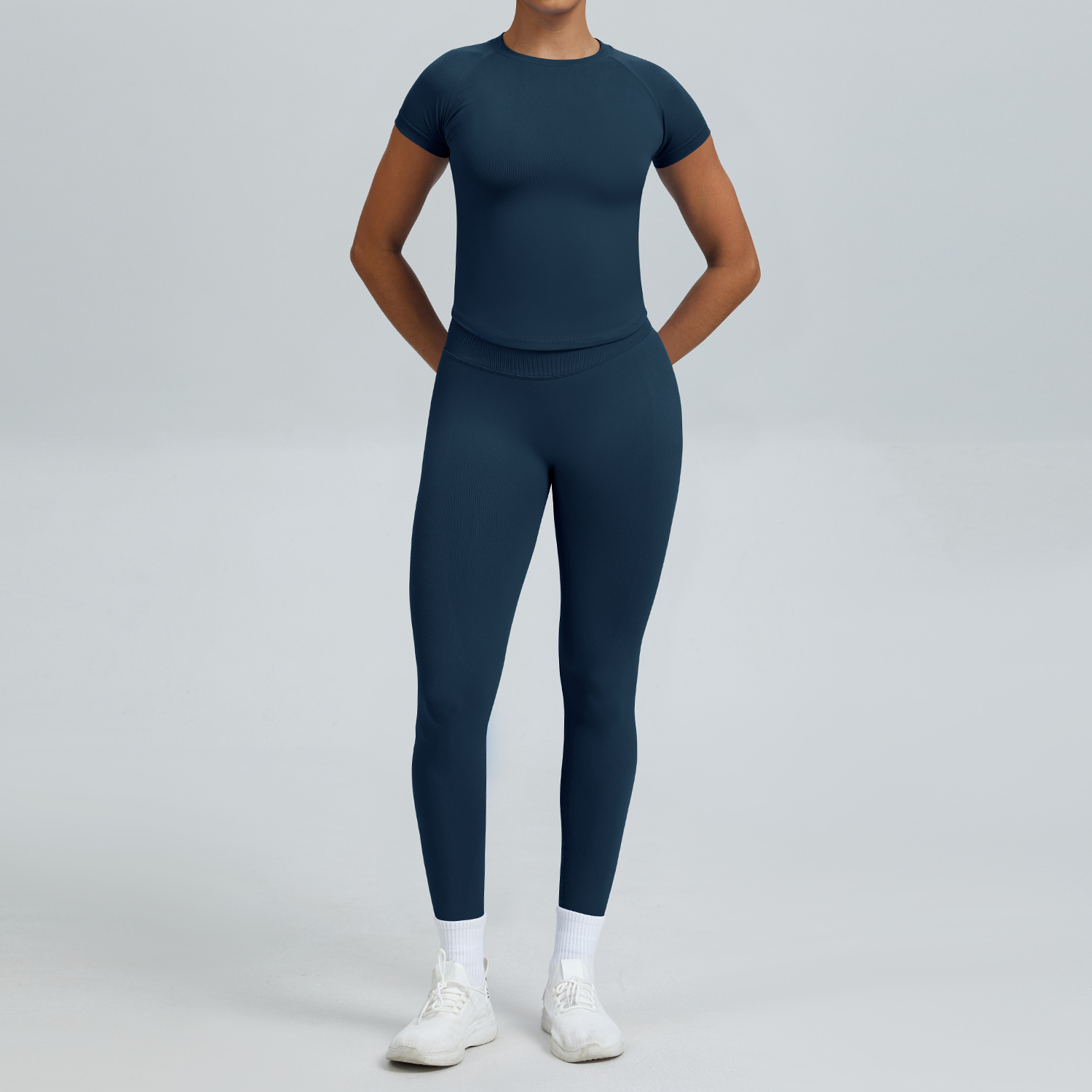 Maniche corte+leggings (blu navy)