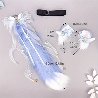 Ensemble d'oreilles d'animaux pour cosplay - Nœud papillon, queue de renard féerique, serre-tête oreilles de chat en peluche artificielle, costume de fête d'Halloween pour adultes unisexe