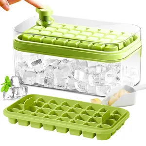 New Style 64 Pcs Ice Cube Mold 2 Pack Ice Trays For Freezer DIY Ice Cube Tray With Lid And Bin