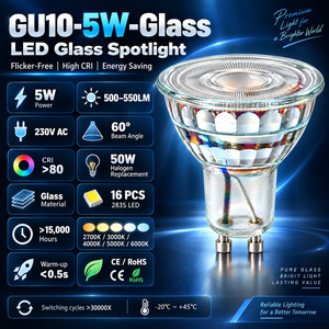 GU10 ไฟสปอตไลท์หลอดไฟ LED 5W แก้ว AC 230V 500-550LM หรี่แสงได้ ไม่กระพริบ 60 องศามุมลำแสง 16 ชิ้น SMD 2835 - Product Image 4
