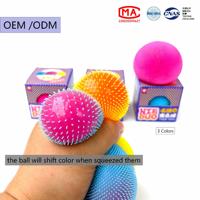 Balle anti-stress en maltose pelucheuse de 7 cm, jouet sensoriel pour enfants, balle souple changeante de couleur, cadeau, vente en gros, boîte de 12 pièces, OEM ODM