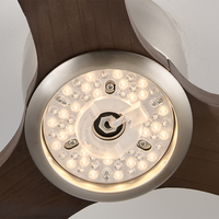 Ventilateur de plafond encastré à pales courbes en bois massif, moteur BLDC réversible avec télécommande sans fil pour intérieur résidentiel à basse hauteur