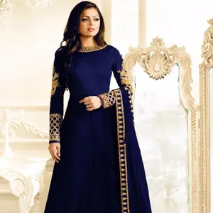 New Designer Festival Wear Embroidery Work Georgette Satin Salwar Kameez And Indian Shalwar Kameez With Stole