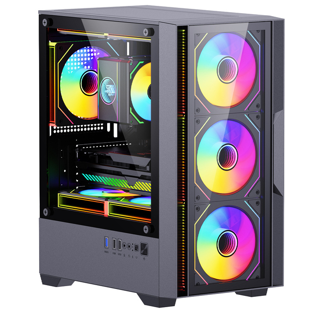 SNOWMAN Gaming PC Case RGB Tempered Glass Side Panel 240mm Liquid Cooling Support 280mm GPU Compatibility EU Style Mid-Tower
