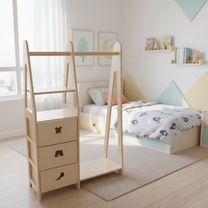 Perchero de Madera Multifuncional, Moderno, Ecológico y Duradero, Armario <span class=keywords><strong>para</strong></span> Ropa <span class=keywords><strong>para</strong></span> Dormitorio Infantil y Sala de Estar, Muebles Infantiles - Product Image 1