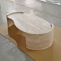 Table basse personnalisée en marbre travertin beige pierre naturelle pour l'extérieur