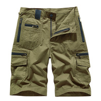 Shorts cargo rétro américains pour hommes, longueur mi-genou, en coton lavé, multi-poches, style salopette