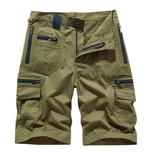Shorts cargo rétro américains pour hommes, longueur mi-genou, en coton lavé, multi-poches, style salopette - Product Image 4
