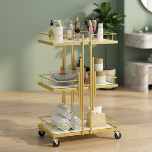 Beauty New Design Makeup Salon Cart 3 Tiers Pedicure Spa Nail Shop <b>Trolley</b> Gold Beauty <b>Trolley</b> With Lockable Wheels - Product Image 4