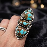 Bague en argent sterling 925 massif avec turquoise Mohave naturelle, bijou artisanal élégant et tendance pour un anniversaire