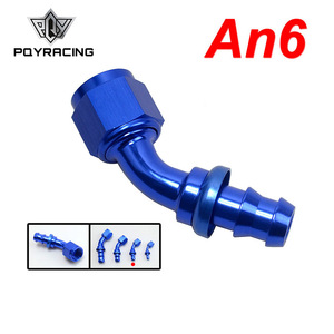 Conector de Combustible Poyracing AN4 de 45 Grados, Conector Automotriz de Metal Azul - Product Image 2