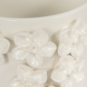 Vaso in gres con applicazioni floreali e design in ceramica testurizzata per piante da interno ed esterno - Product Image 4