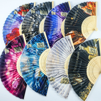 Éventail pliant en soie de style vintage en bambou, motif chinois et japonais, artisanat d'art, cadeau, décoration d'intérieur, éventail de danse, vente en gros
