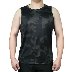 Camiseta sin mangas de verano de secado rápido para caza y pesca, equipo para exteriores, camisas de camuflaje oscuro, chaleco de cuello redondo para hombre