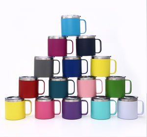 Mug de voyage isotherme avec couvercle et poignée, 14 oz, en acier inoxydable, double paroi, isolé sous vide, sans BPA, anti-fuite, 6-12 heures - Product Image 1