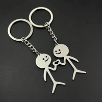 Porte-clés Graffiti Minions Couple Bâtonnets de Corps, Cœur Entrelacé, en Métal Assorti, Pendentif de Sac Romantique pour Amoureux, Accessoires Cadeaux