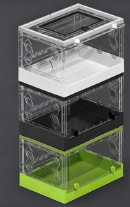 Terrarium pliable en plastique tendance pour reptiles 42x30x26 cm, habitat portable transparent avec porte frontale et dessus en maille pour la maison - Product Image 3