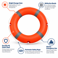 Bouée de sauvetage marine 2,5 kg en PE, bouée de sécurité 14 kg de flottabilité, bouée de sauvetage réfléchissante pour bateau