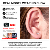 Piercing Hypoallergénique en Titane ASTM F136 sans Filetage, Plaqué Or 18K 24K avec Zircon Cubique 16G pour Hélix, Conch, Tragus pour Femme