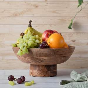 Ciotola di frutta decorativa artigianale con piedi in legno per pranzo, servizio e decorazioni per la casa per frutta, snack, Display centrotavola - Product Image 5