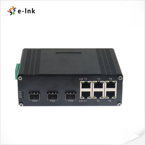 Commutateur Ethernet rapide industriel 6 ports avec <span class=keywords><strong>3</strong></span> ports fibre 100 Mbps Boîtier en aluminium Conception robuste Large plage de tension d'entrée 12-48 VDC - Product Image 1