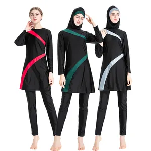 2022 Pakaian Renang Muslim Muslim Timur Tengah Hijab Kostum Penutup Penuh Mode 3 Buah Baju Renang Burkinis Pakaian Mandi untuk Wanita