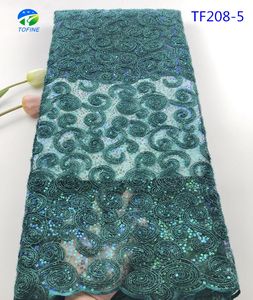 Hochwertiger blauer französischer Spitzens toff Afrikanischer französischer Tüll spitzens toff mit Pailletten - Product Image 4