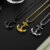 Nuevo Collar con Colgante de Ancla Dorada, Cadena de Acero Inoxidable Chapada en Oro, Joyería Punk Minimalista con Ancla para Hombre y Mujer
