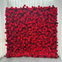 Mur de fleurs artificielles 3D enroulable en gros, 8x8, fond mural de fleurs 5D, toile de fond rose pour décoration de mariage