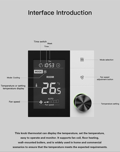 2025 nouveau bouton tactile AC220V EC0-10V 2/4 tuyaux 3 thermostats de bobine de ventilateur numérique à vitesse de ventilateur - Product Image 5