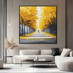 Peinture <span class=keywords><strong>Acrylique</strong></span> Originale Fait Main Abstrait Jaune Texturé <span class=keywords><strong>Paysage</strong></span> Art Mural Arbre Encadré Peinture à l'Huile <span class=keywords><strong>Paysage</strong></span> - Product Image 2