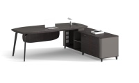 Table de bureau en bois à vente directe, poste de travail ouvert, bureau moderne avec rangement, design de plateau flottant