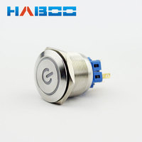 Interrupteur à bouton-poussoir en métal étanche HABOO 25 mm avec lumière LED, interrupteur momentané pour moteur de voiture, 3/6/12/24/220 V, argent, 1NO1NC